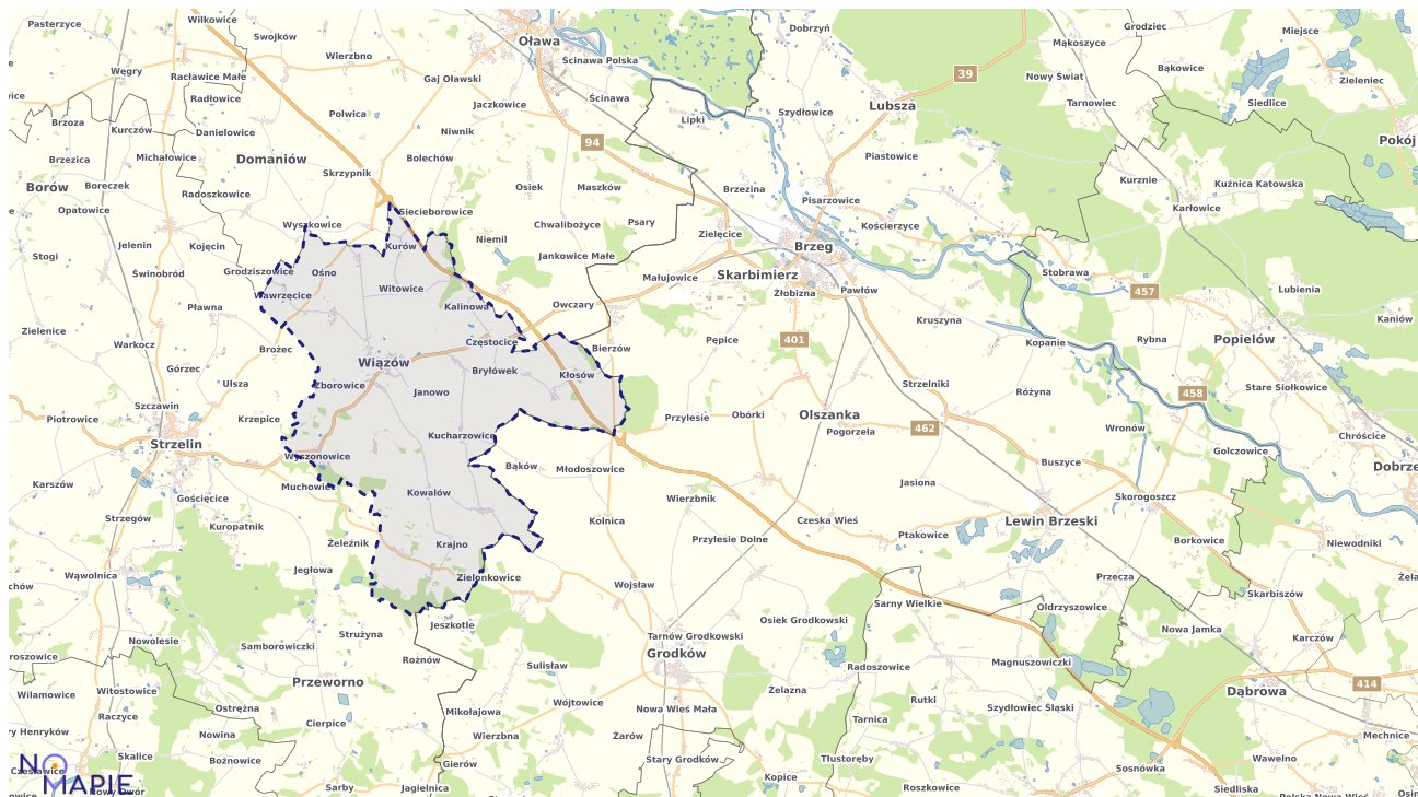 Mapa obszarów ochrony przyrody Wiązowa